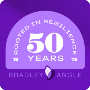 Bradley Angle logo celebrating 50 years.