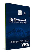 The navy blue Rivermark Business Cash Back credit card.
