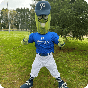 Portland Pickles mascot Dillion the Pickle.