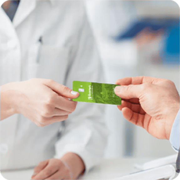 A person paying with their HSA Checking debit card.