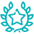 Star with leaves surrounding it icon