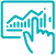 Teal icon of an interactive dashboard with graphs and a hand touching the panel.