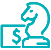 Teal icon of a dollar bill next to a Knight chess piece.