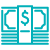 Teal icon of a stack of cash.