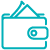Teal icon of a wallet.