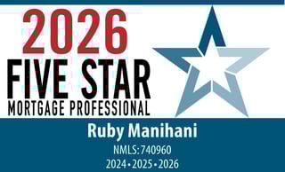2026 Five Start Mortgage Professional Award for Ruby Manihani