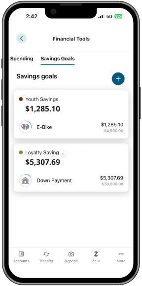 Screenshot of Savings Goals tool
