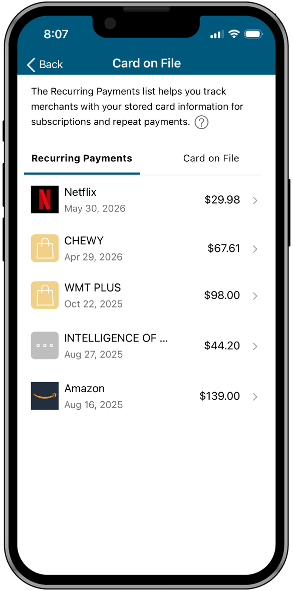 Card On File Tool in Rivermark Digital Banking