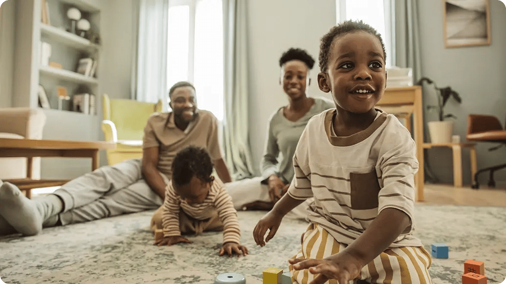 A family playing together. 
