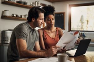 Couple reviewing bills