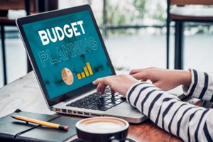 Budget planning on laptop