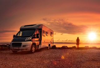 RV in the sunset.