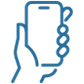 Icon of a hand holding a cell phone.